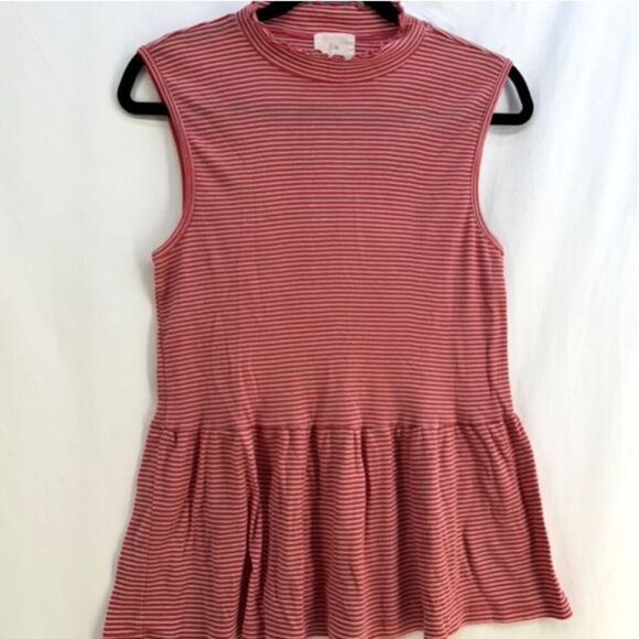 Anthropologie t.la Ribbed Striped Peplum Tank Size M - Picture 4 of 9